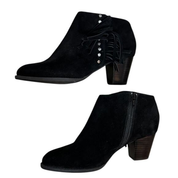 VIONIC Faros Fringe Black Suede Studded Western Boots SZ 7 - Picture 7 of 9